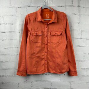 Arcteryx Orange Button Shirt Womens L Long Sleeve Relaxed Fit Outdoors Gorpcore